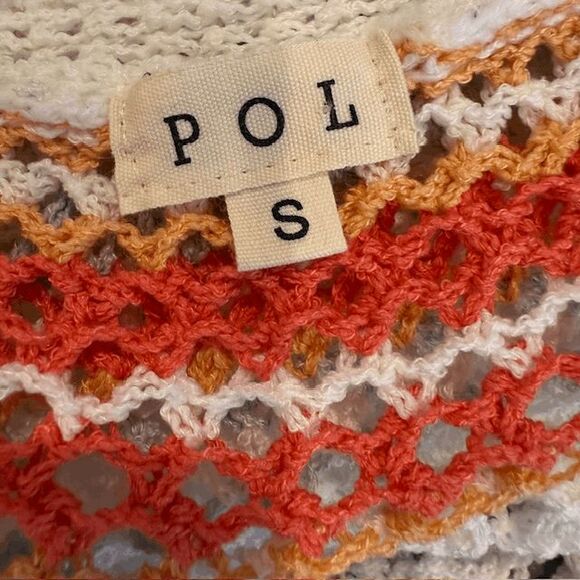 POL Open Knit White / Multicolor Lightweight Open Front Cardigan Long Size Small - Picture 8 of 14